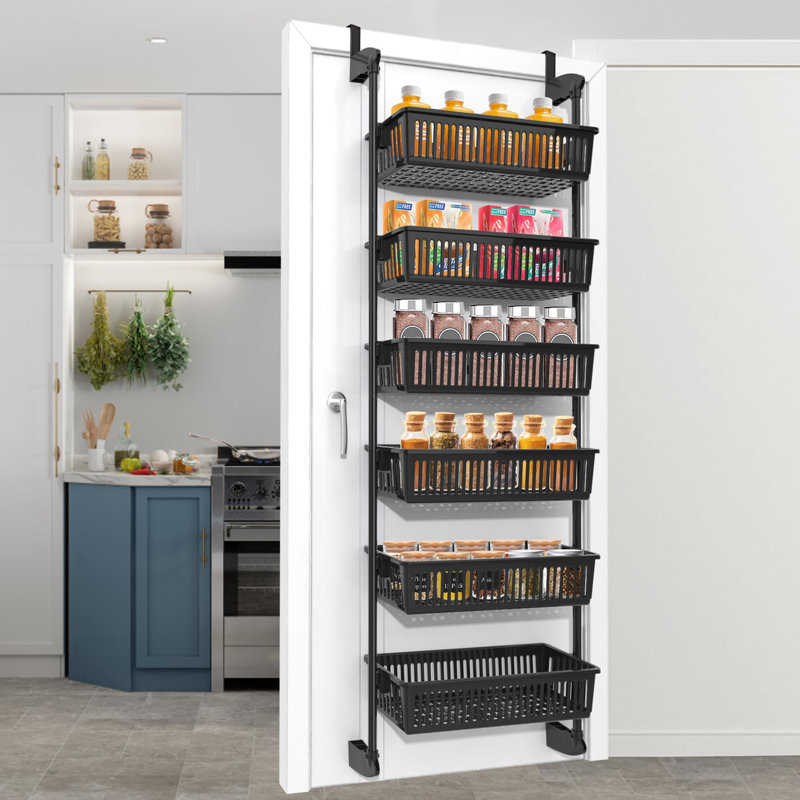 Mint Pantry Pantry Door Organizer Over The Door Pantry Organizer With 6 Tier Adjustable Baskets Heavy Duty Metal Wall Mounted Over The Door Spice Rack Wayfair